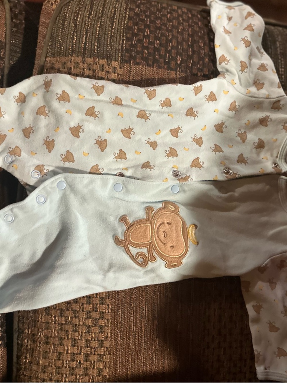 Unbranded Cream and Brown Monkey Print Kids One-Piece